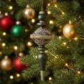 Bombki choinkowe zielone barokowe zdobione 8x24 cm 2 szt. KAEMINGK 070020-3KPL