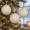 Bombki szklane białe z koralikami 8 cm 3 szt. KAEMINGK 071659-2KPL