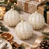 Bombki szklane białe z koralikami 8 cm 3 szt. KAEMINGK 071659-2KPL