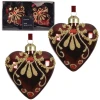 Serca szklane 8 cm bordowe zdobione 2 szt. KAEMINGK 071169-1