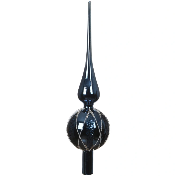 Szpic na choinkę szklany 31 cm granatowy KAEMINGK 170264-3
