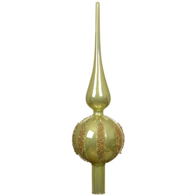 Szpic choinkowy pistacjowy 31 cm paski KAEMINGK 170265-3