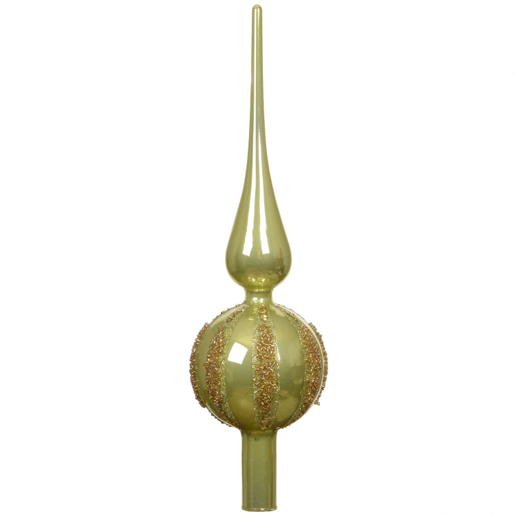 Szpic choinkowy pistacjowy 31 cm paski KAEMINGK 170265-3