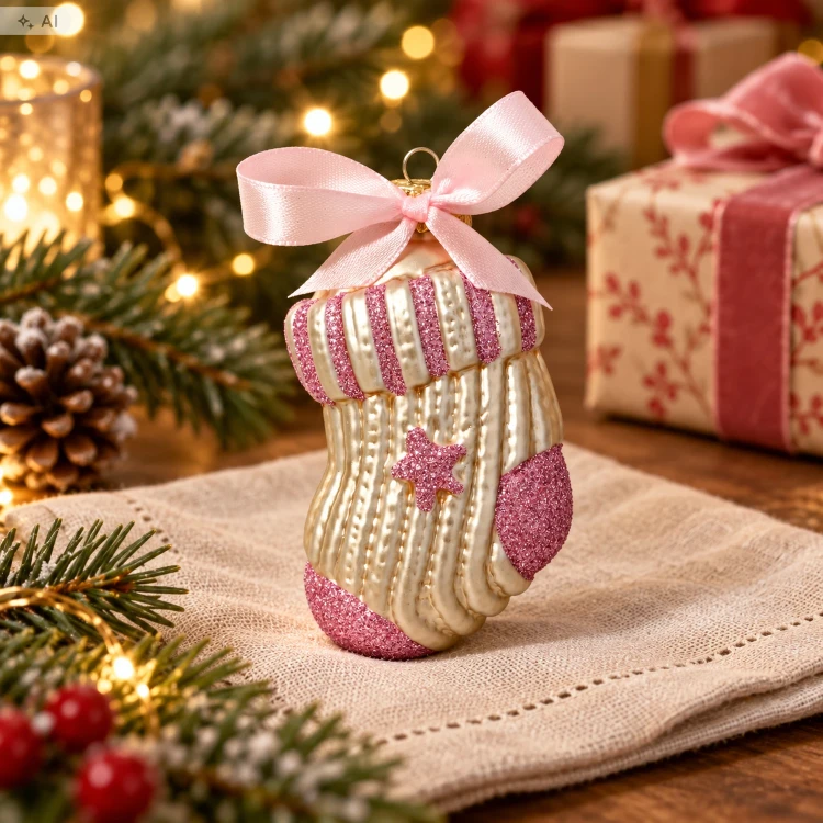 Zawieszka choinkowa skarpetka różowa 7,8 cm KAEMINGK 123824-2