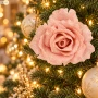 Róża na klipsie 12 cm pudrowy róż brokat KAEMINGK 701437