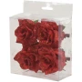 Róże na klipsie 8 cm czerwone brokatowe 4 szt. KAEMINGK 701439