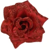 Róże na klipsie 8 cm czerwone brokatowe 4 szt. KAEMINGK 701439