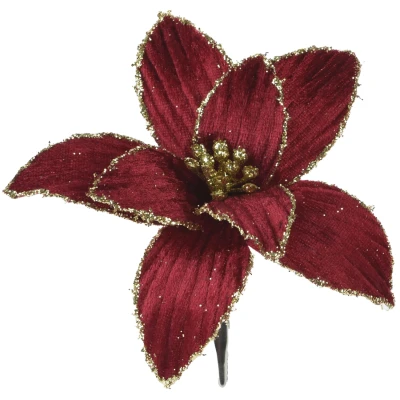 Gwiazda betlejemska na klipsie 13 cm bordowa KAEMINGK 537640-1