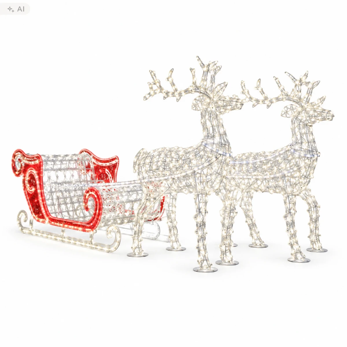 Dekoracja świąteczna 3D renifery z saniami 2,5 m LED6175