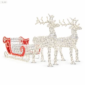 Dekoracja świąteczna 3D renifery z saniami 2,5 m LED6175