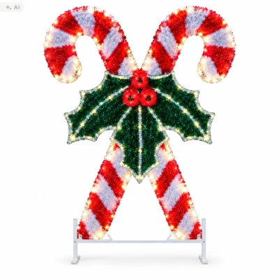 Dekoracja świąteczna 3D laski z ostrokrzewem 2,5 m LED6120