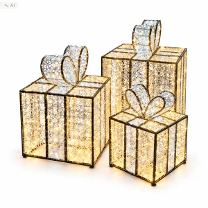 Dekoracja świąteczna 3D zestaw 3 prezenty LED 1,5–0,8 m LED6144