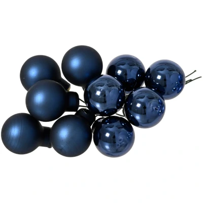 Bombki choinkowe szklane 2 cm granatowe na druciku 10 szt. KAEMINGK 715148-1
