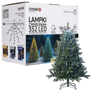 Lampki choinkowe z pierścieniem 220 cm 352 LED zimne białe LED8080