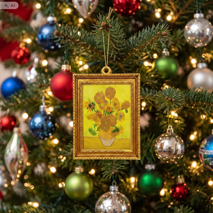Zawieszka choinkowa z żywicy Słoneczniki van Gogh 3D 6,8 cm VG26102
