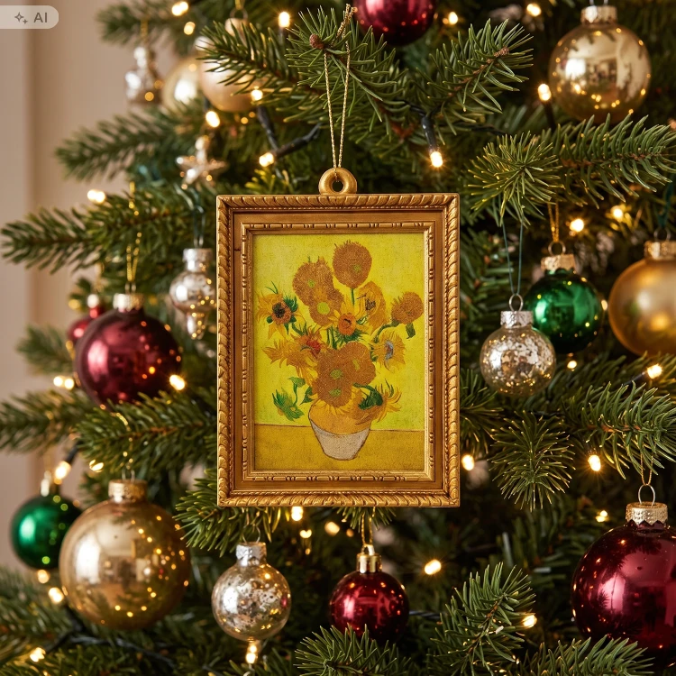 Zawieszka choinkowa z żywicy Słoneczniki van Gogh 3D 6,8 cm VG26102