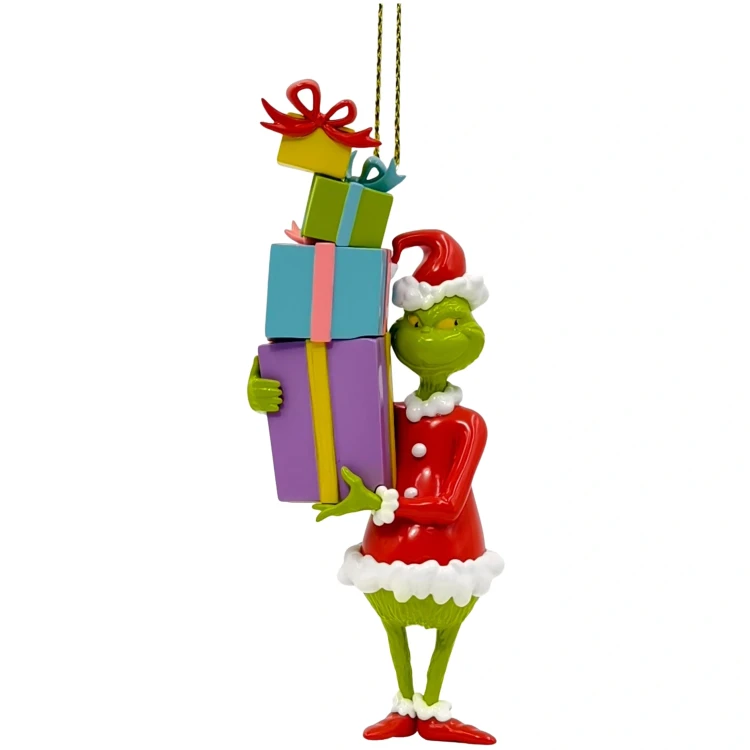 Zawieszka choinkowa z tworzywa Grinch z prezentami 3D 11 cm TG26010