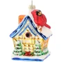 Domek z ptakiem szklana zawieszka 7,2x6x9,8 cm BOZ7387