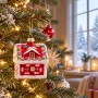 Zawieszka choinkowa domek szklany 7,9 cm czerwony BOZ7370