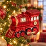 Zawieszka choinkowa lokomotywa 9,7 cm szklana czerwona BOZ7172