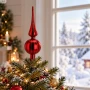 Czerwony szpic choinkowy szklany 27 cm BOZ7516