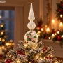 Szpic szklany biały jemioła 28 cm na choinkę BOZ7509-2