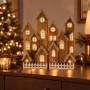 Drewniany domek LED 40x50 cm na baterie dekoracja DEL3370