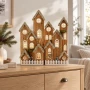Drewniany domek LED 40x50 cm na baterie dekoracja DEL3370