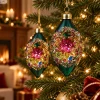 Bombki sople PRL szklane zielone z reflektorem 6x12 cm 2 szt. KAEMINGK 071671-1KPL