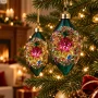 Bombki sople PRL szklane zielone z reflektorem 6x12 cm 2 szt. KAEMINGK 071671-1KPL