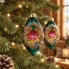 Bombki sople PRL szklane zielone z reflektorem 6x12 cm 2 szt. KAEMINGK 071671-1KPL