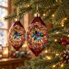 Bombki PRL sople szklane bordowe z reflektorem 6x12 cm 2 szt. KAEMINGK 071671-3KPL