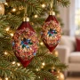 Bombki PRL sople szklane bordowe z reflektorem 6x12 cm 2 szt. KAEMINGK 071671-3KPL