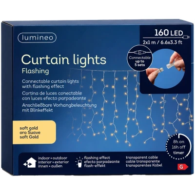 Kurtyna świetlna 160 LED 200x100 cm miękkie złoto KAEMINGK 494281