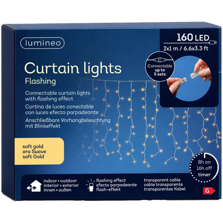 Kurtyna świetlna 160 LED 200x100 cm miękkie złoto KAEMINGK 494281