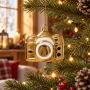 Zawieszka choinkowa aparat fotograficzny złoty 7,1 cm 028304-2