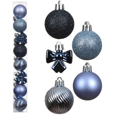 Bombki i kokardki niebieskie 4 cm zestaw 10 szt. KAEMINGK 027146