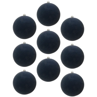Granatowe bombki choinkowe 8 cm flokowane 9 szt. KAEMINGK 026415