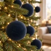Granatowe bombki choinkowe 8 cm flokowane 9 szt. KAEMINGK 026415