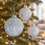 Bombki szklane błękitne 8 cm koraliki 3 szt. KAEMINGK 071648-1KPL