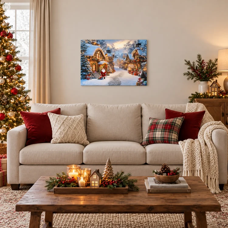 Obraz LED na płótnie 60x40 cm Miasteczko Świętego Mikołaja OBL3813