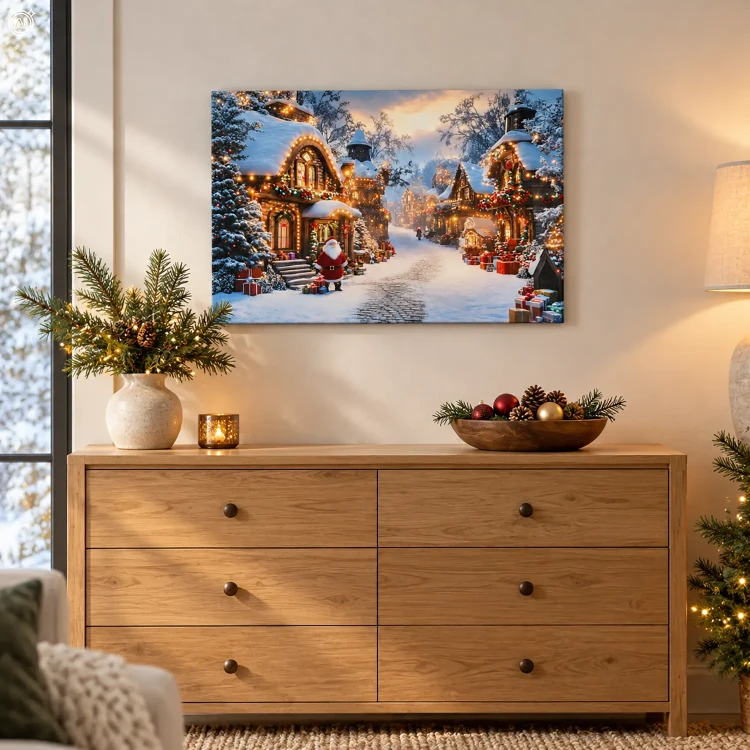Obraz LED na płótnie 60x40 cm Miasteczko Świętego Mikołaja OBL3813