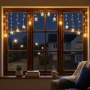 Kurtyna LED Gwiazdki 136 LED Ciepły Biały 3m Timer IP44 LED0030