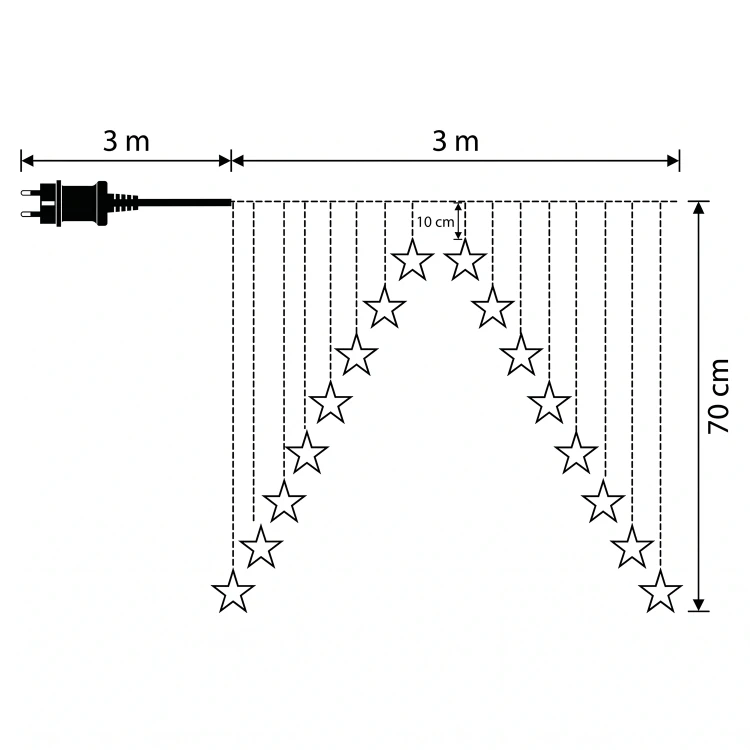 Kurtyna LED Gwiazdki 136 LED Ciepły Biały 3m Timer IP44 LED0030
