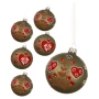 Szklane rozmarynowe bombki z sercem - kpl 6 szt., 8 cm