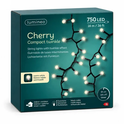 Lampki choinkowe kulki 750 LED 16 m ciepły biały KAEMINGK 495029