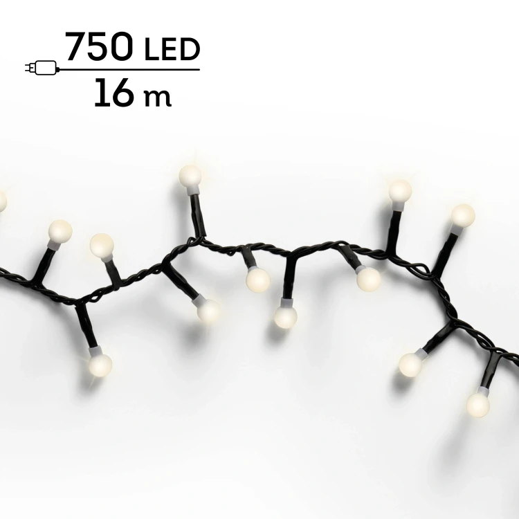 Lampki choinkowe kulki 750 LED 16 m ciepły biały KAEMINGK 495029