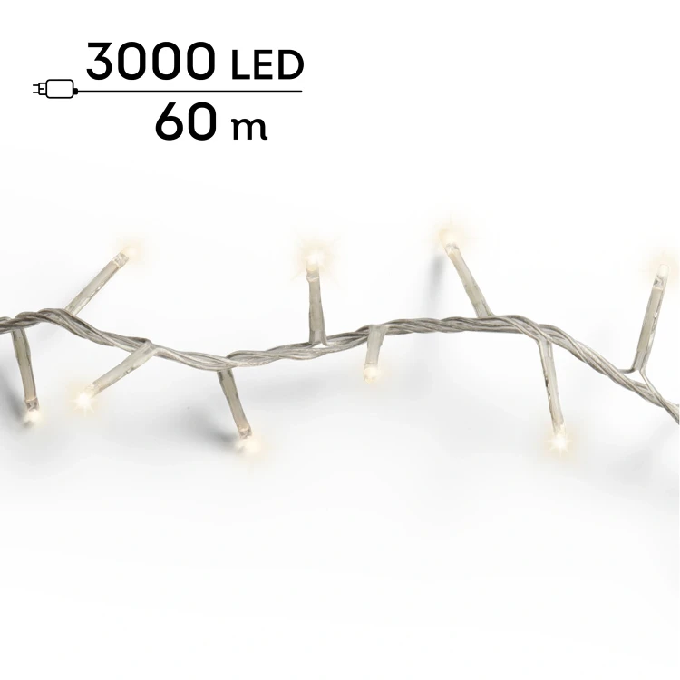 Lampki choinkowe 3000 LED 60 m ciepły biały gęste IP44