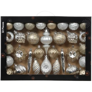 Bombki choinkowe srebrne 32 szt. 8 cm KAEMINGK 027135