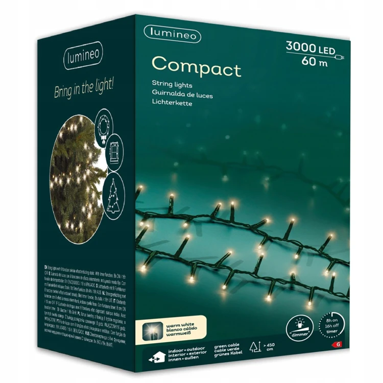 Lampki choinkowe Compact 3000 LED 60 m ciepły biały KAEMINGK 495478